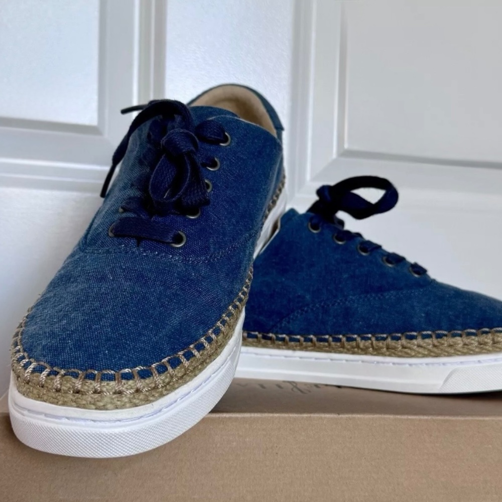 UGG Eyan II Denim Blue Canvas Espadrille Casual Lace-Up Sneakers Womens Size 9.5